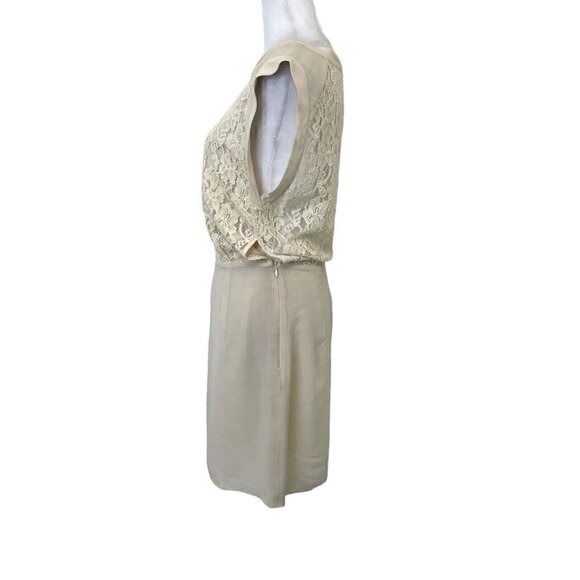 Aritzia 𝅺Wilfred 100% Silk Floral Lace Sheer High Neck Mini Dress Cream size 4 - Picture 4 of 7